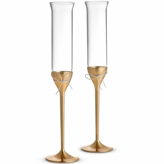 Wedgwood Vera Wang Love Knots Gold Toasting Flute Pair
