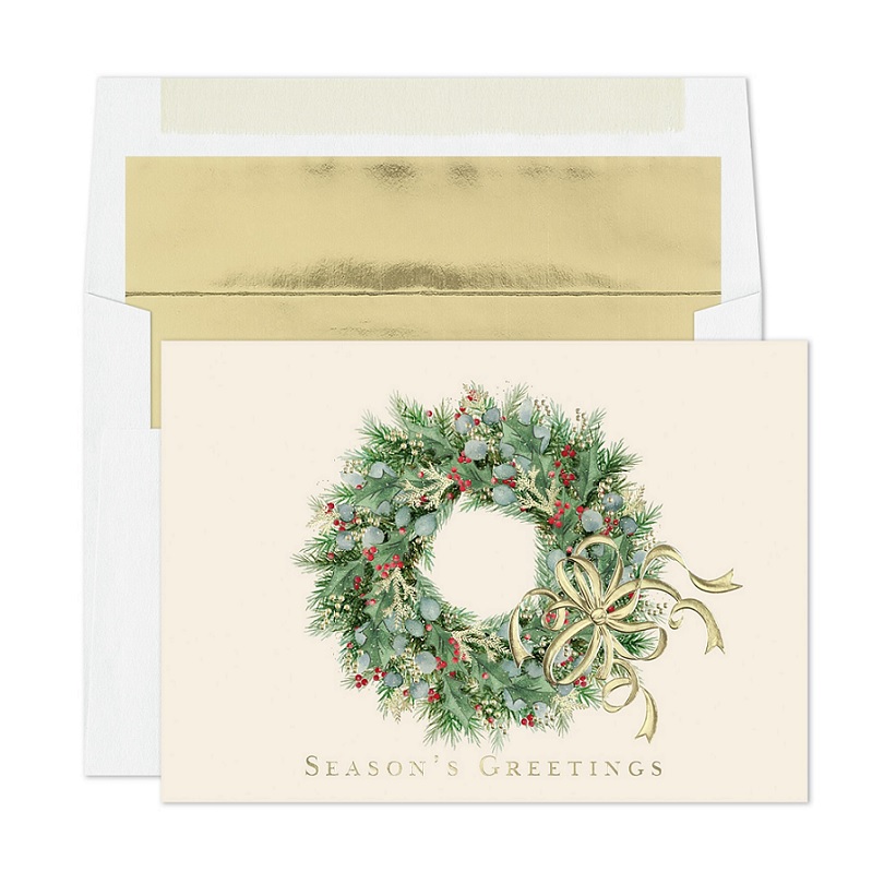 Wreath With Berries Holiday Collection Boxed Holiday Cards