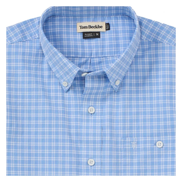 Poplin Long Sleeve Shirt - Blue/White