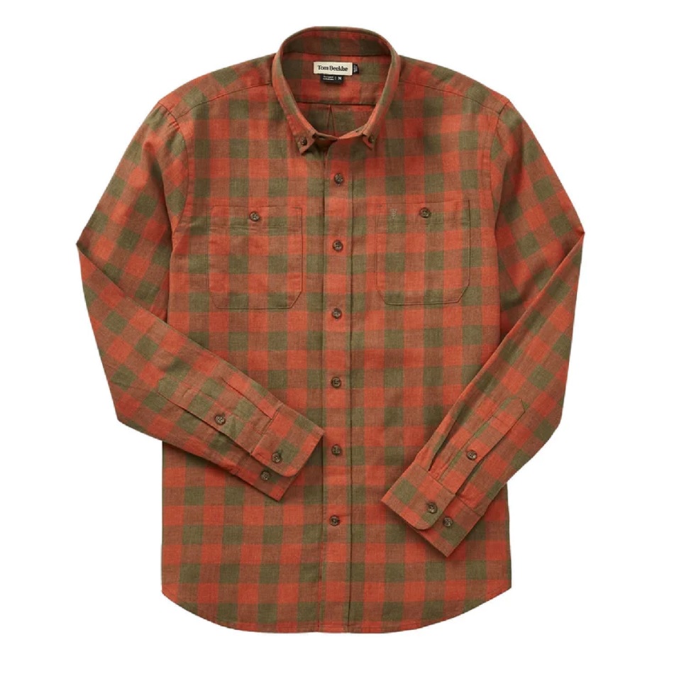 Wrights Twill Shirt - Rust/Grey