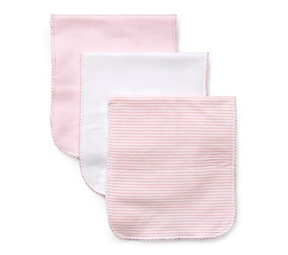 Kissy Kissy 3 Piece Burp Cloth Set- Pink Stripe