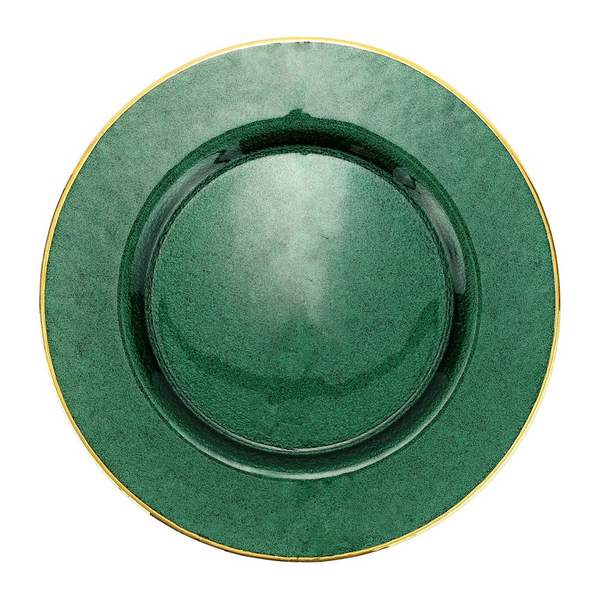 Metallic Glass Service Plate/Charger - Emerald