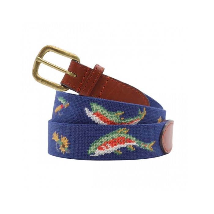 Rainbow Trout and Fly Needlepoint Belt