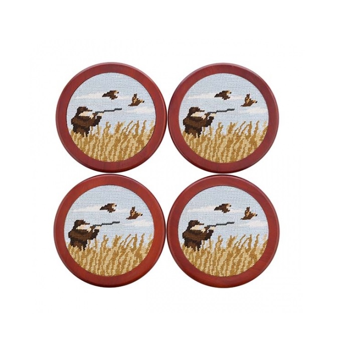 Upland Shoot Needlepoint Coaster Set