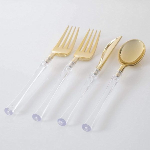 Neo Classic Clear and Gold Plastic Cutlery Set Berings