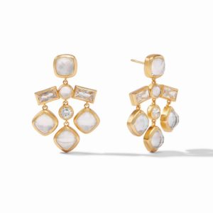 Julie Vos Antonia Chandelier Earrings - Iridescent Clear Crystal