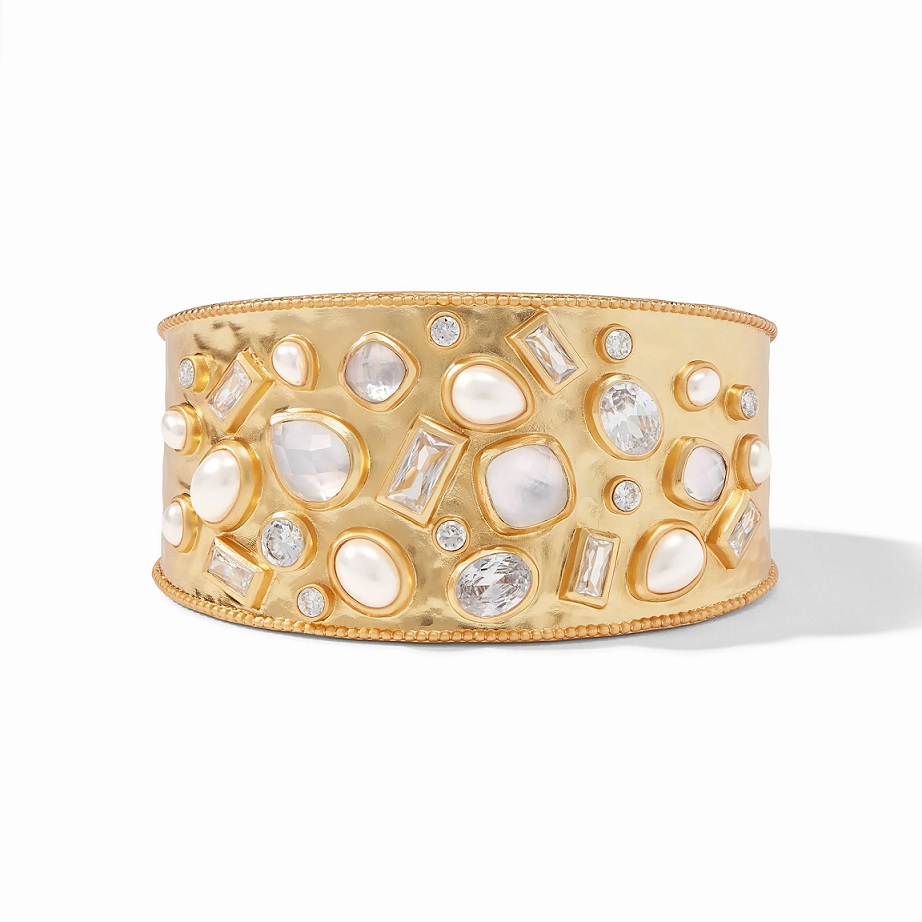 Julie Vos Antonia Mosaic Cuff - Iridescent Clear Crystal