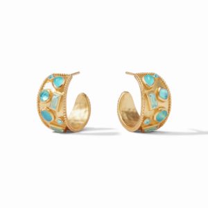 Julie Vos Antonia Mosaic Stone Hoop Earrings - Bahamian Blue