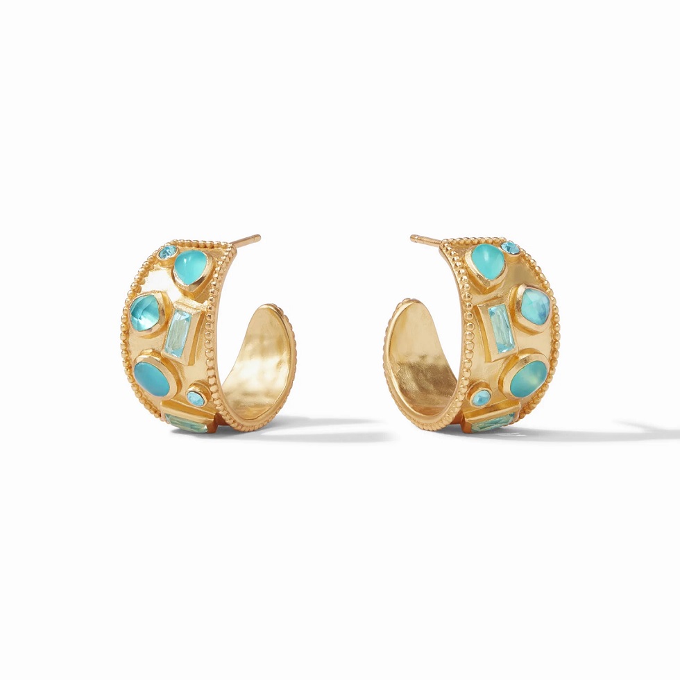 Julie Vos Antonia Mosaic Stone Hoop Earrings - Bahamian Blue