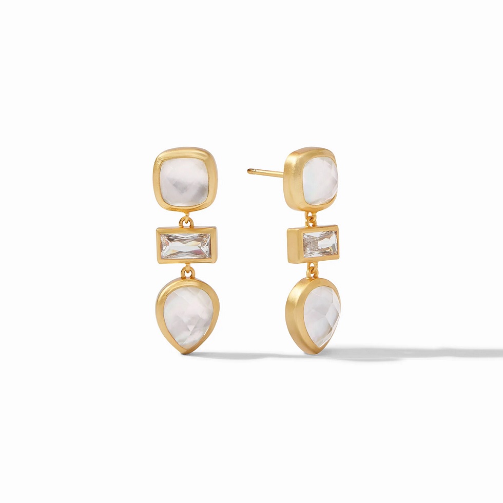 Julie Vos Antonia Tier Earrings - Iridescent Clear Crystal
