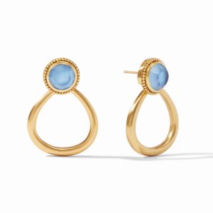 Julie Vos Flora Statement Earrings - Chalcedony Blue