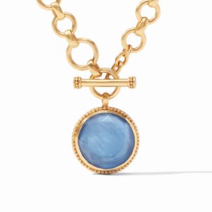 Flora Statement Necklace - Iridescent Chalcedony Blue