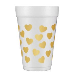 Gold Heart Styrofoam Cups