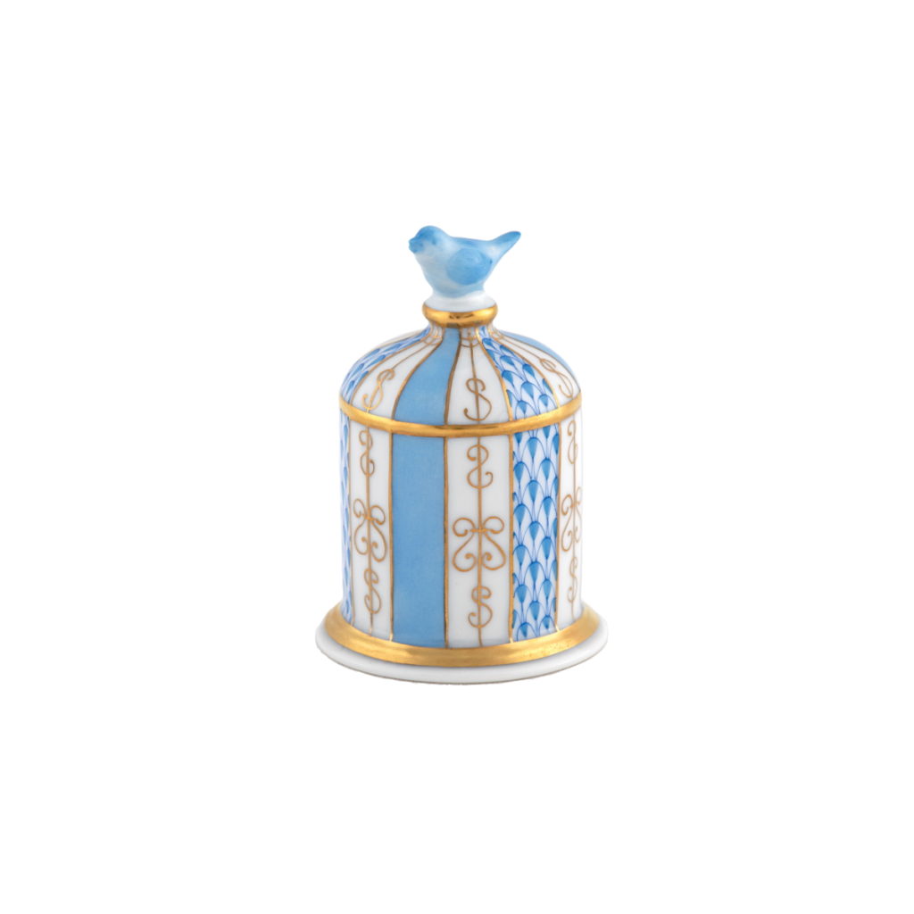 Herend Bird Cage Figurine - Blue