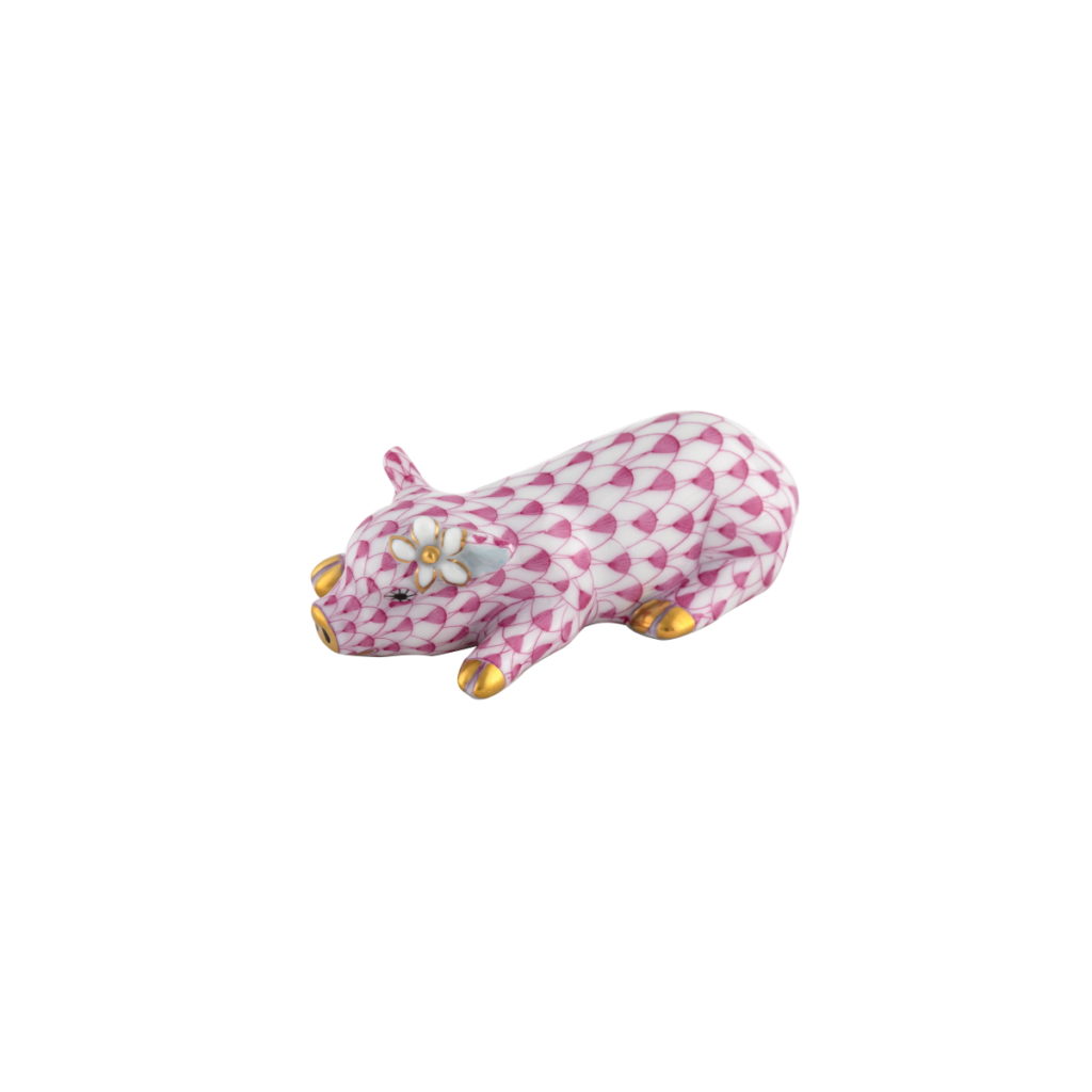 Herend Daisy the Pig Figurine - Raspberry
