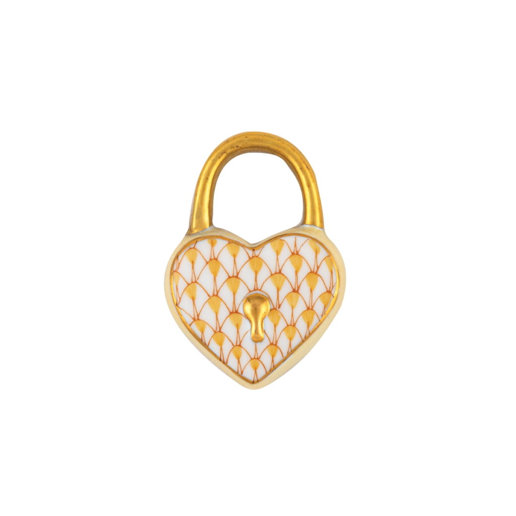 Herend Heart Lock Figurine - Butterscotch
