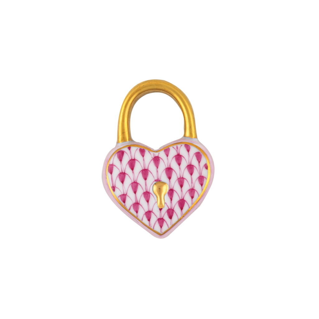 Herend Heart Lock Figurine - Raspberry
