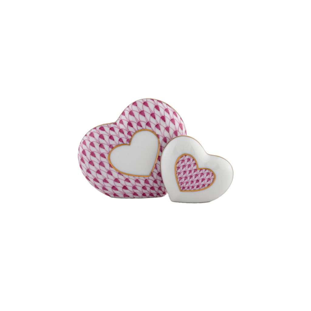 Herend Two of Hearts Figurine - Raspberry