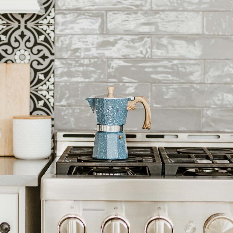 MILANO STONE Stovetop 6 Cup Moka Pot Indigo Blue Berings