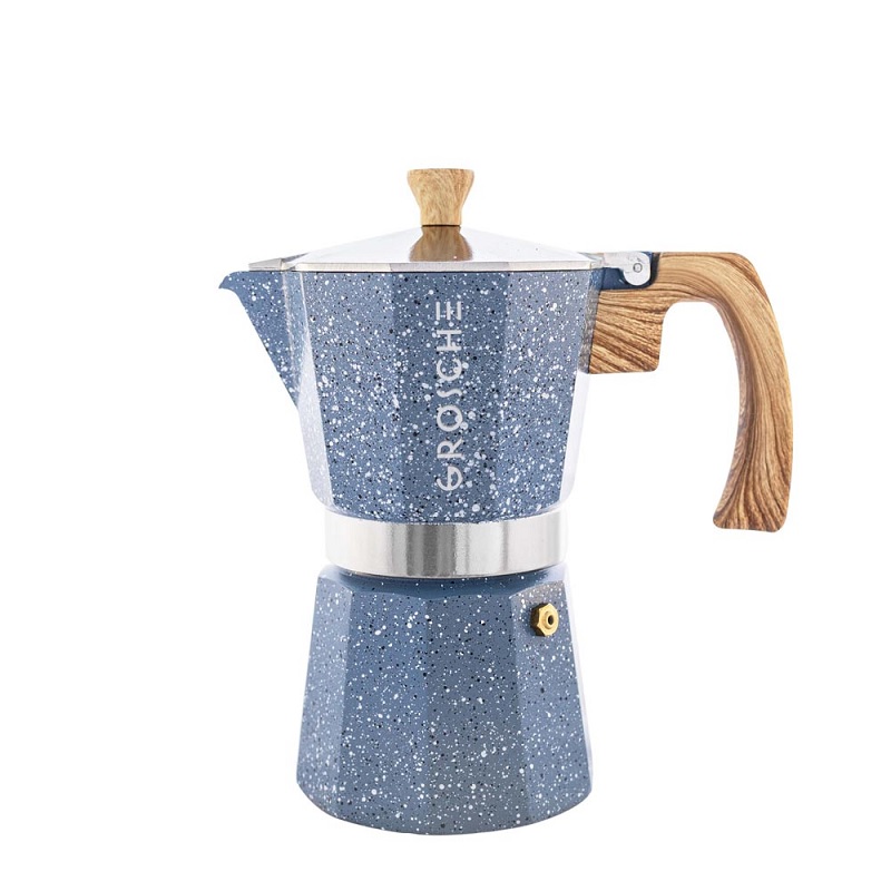 MILANO STONE Stovetop Espresso Maker, 6 Cup Moka Pot - Indigo Blue