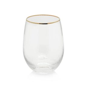 Zodax Optic Stemless All Purpose Glass With Gold Rim