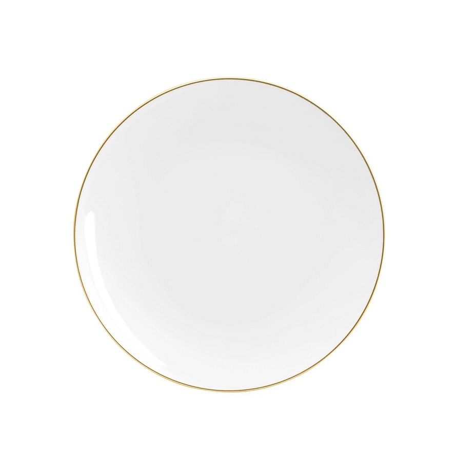 Round White/Gold Plastic Dinner Plates