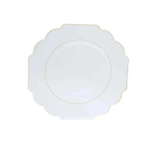 Scalloped Clear Gold Plastic Dinner Plates