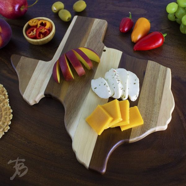 Shiplap Series Texas State Shaped Wood Serving and Cutting Board
