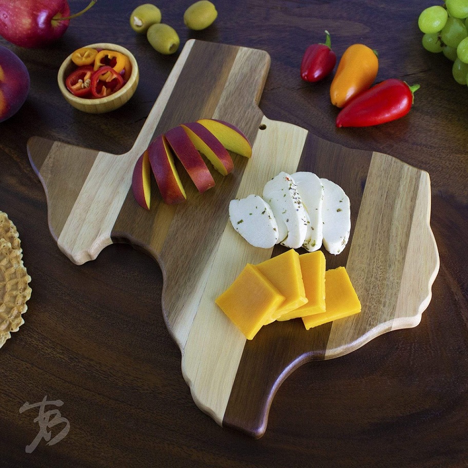 Shiplap Series Texas State Shaped Wood Serving and Cutting Board