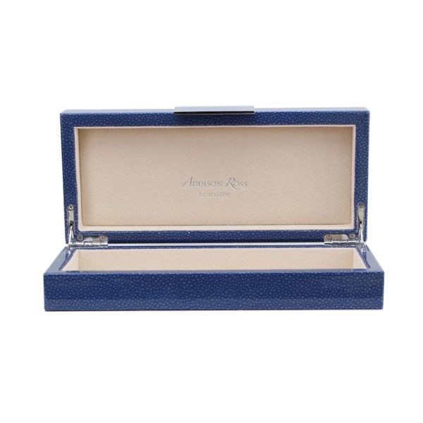 Addison Ross Blue Lacquer Box with Gold Clasp