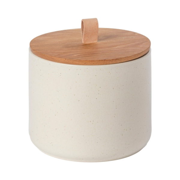 Casafina Pacifica 8'' Canister with Oak Wood Lid - Vanilla