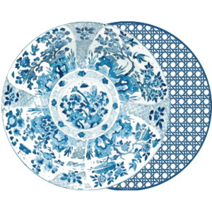 Holly Stuart Two Sided Round Placemat - Matt Beshears Canton Cadet Blue Cane