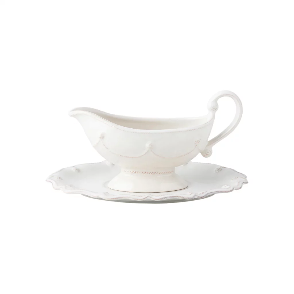 Juliska Berry & Thread Whitewash Sauce Boat & Stand
