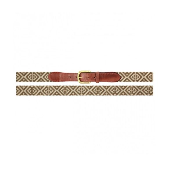 Scarsdale Needlepoint Belt - Taupe-Light Khaki