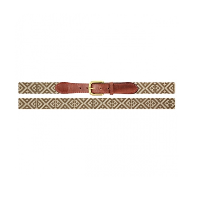 Scarsdale Needlepoint Belt - Taupe-Light Khaki