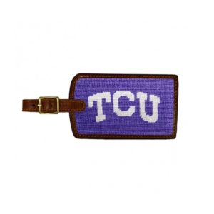 TCU Needlepoint Luggage Tag - Purple