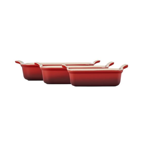 Le Creuset Heritage 3-Piece Rectangular Baking Dish Set - Cerise