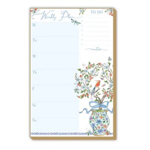 Blue Enchanted Garden Weekly Planner Luxe Large Notepad