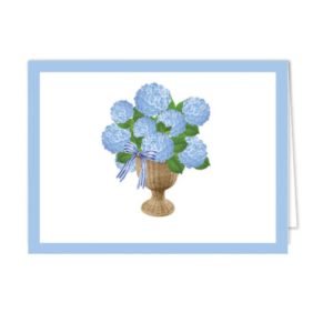 Blue Hydrangeas in Urn Folded Notecards