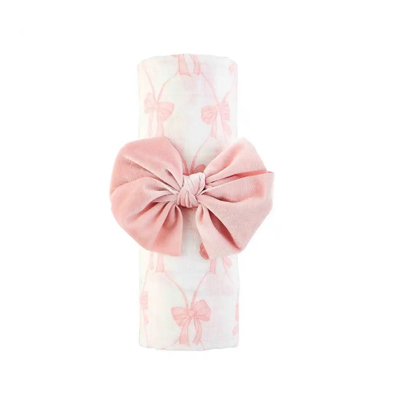 Bow Swaddle & Headband Set Bow Swaddle & Headband Set