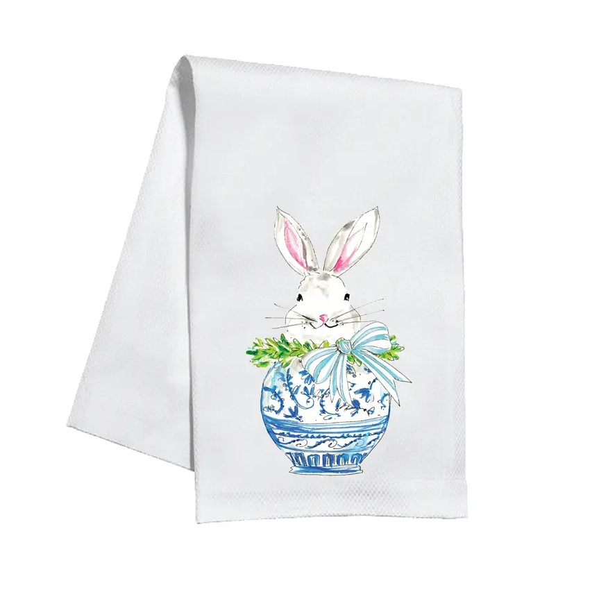 Bunny in Chinoiserie Pot Kitchen Towel