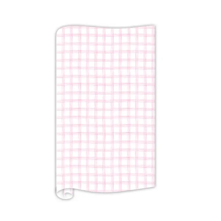 Hand Painted Delicate Pink Plaid Wrapping Paper