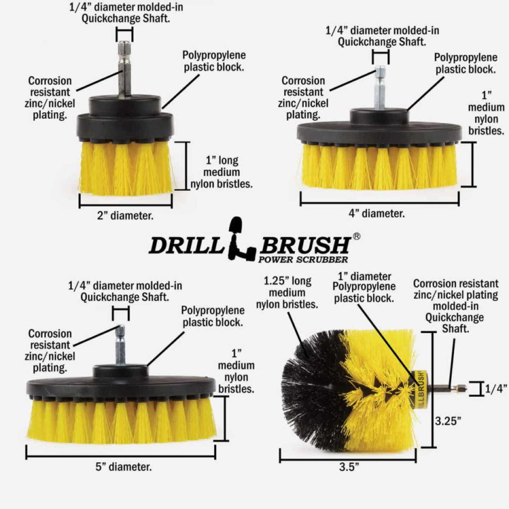 Drillbrush Bathroom Medium Yellow Drill Brush Set