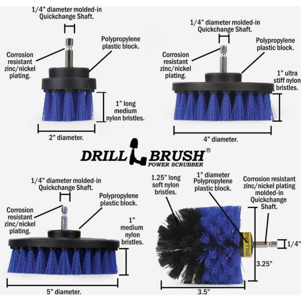 Drillbrush Pool & Marine Medium Blue Drill Brush Set