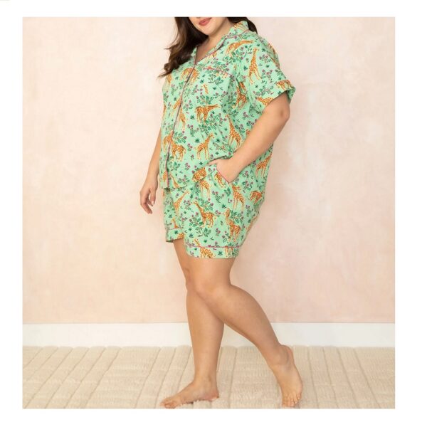 Grazing Giraffes Short Sleep Set - Sage