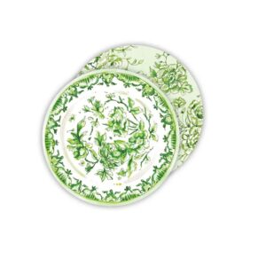 Hand Painted Vintage Fancy Florals Green Round Coasters