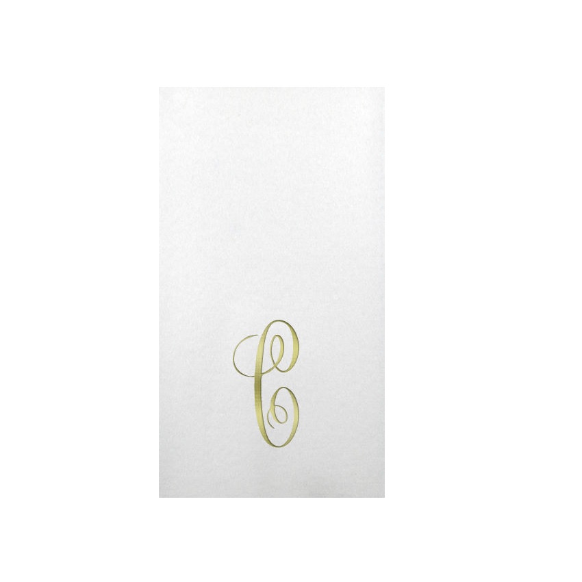 Linun Gold Antoinette Initial Guest Paper Napkins