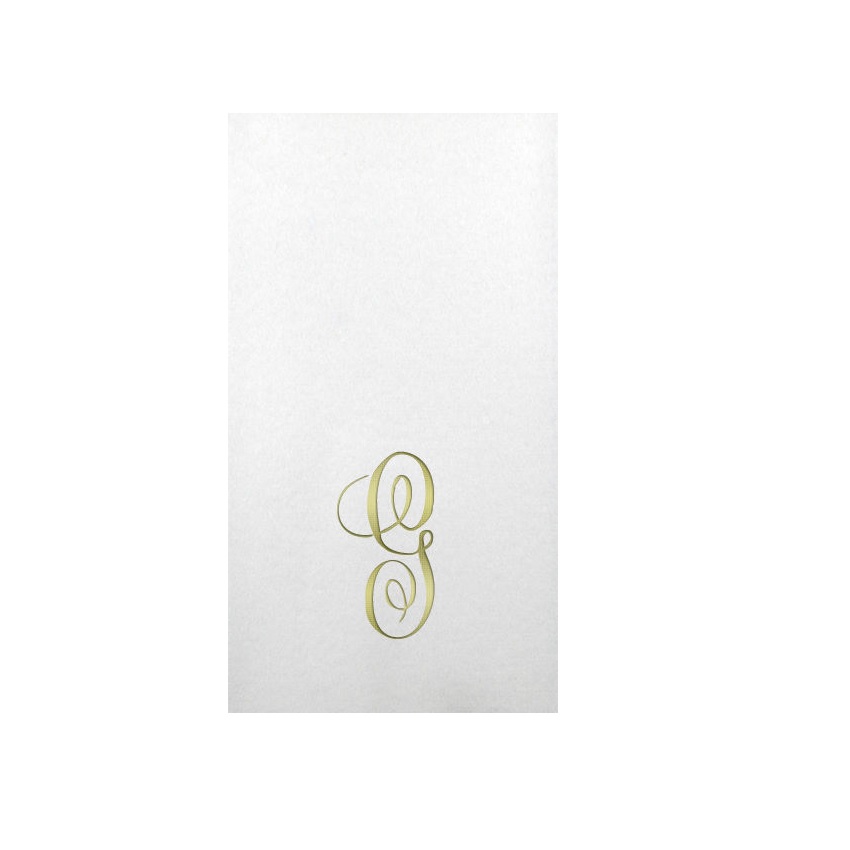 Linun Gold Antoinette Initial Guest Paper Napkins