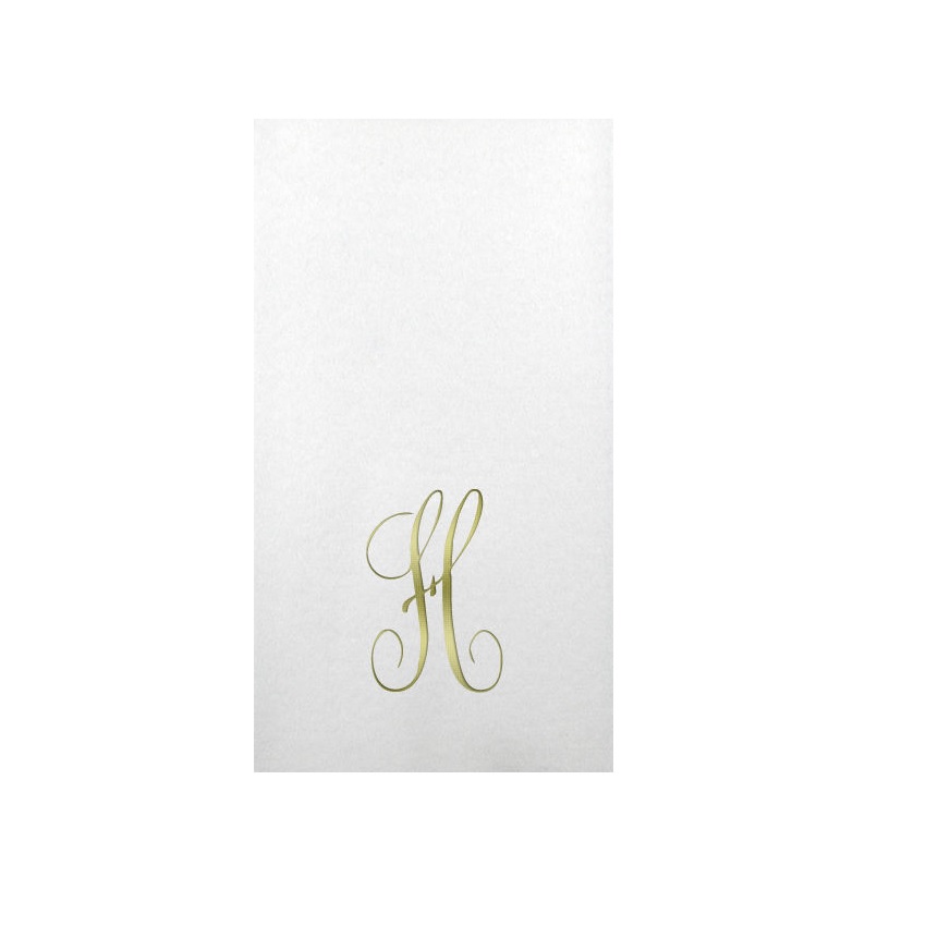 Linun Gold Antoinette Initial Guest Paper Napkins