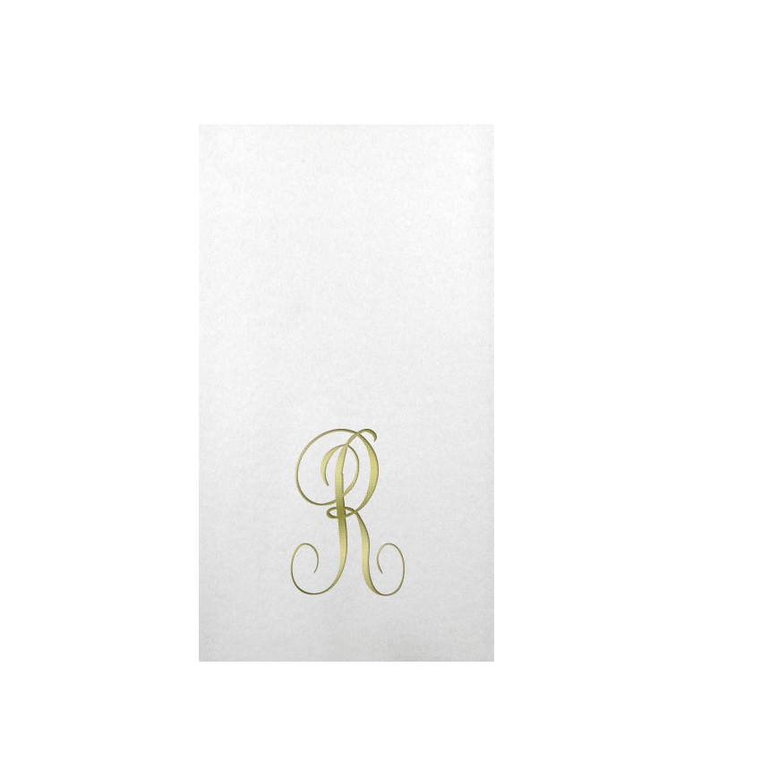 Linun Gold Antoinette Initial Guest Paper Napkins